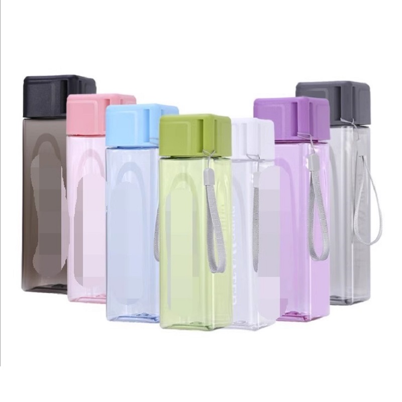 Outdoor Sport Glass Water Bottle - 450Ml,1 Buah Gelas Minum Kotak Bening
